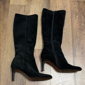 LOFT Black Suede Heeled Boots